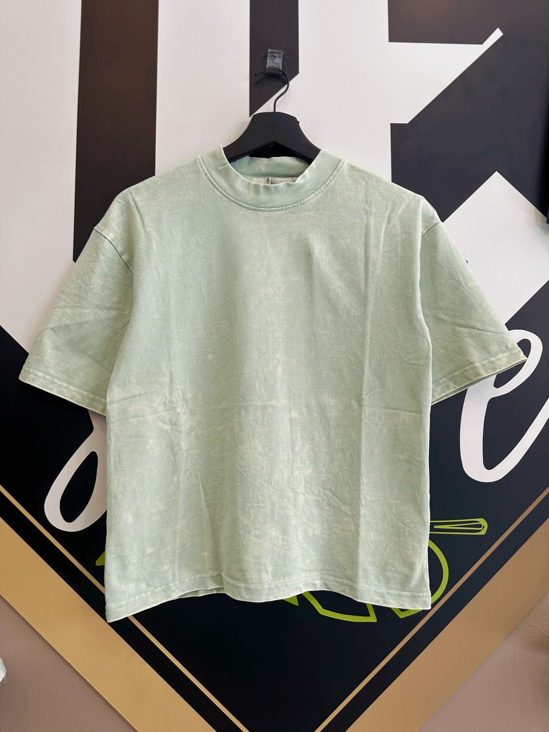 T-shirt oversize slavata collo alto BAMBINO Verde acqua