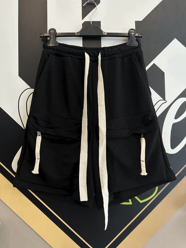 Pantaloncini tuta di cotone con tasconi frontali Nero