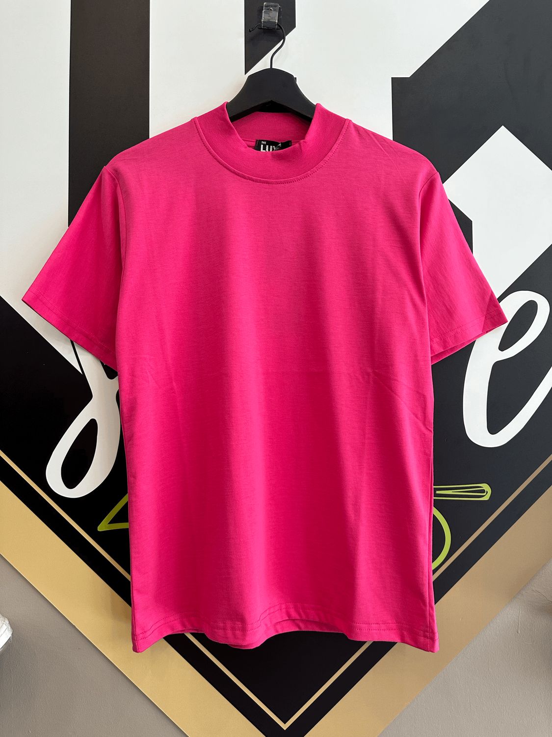 T-shirt oversize tinta unita collo alto Fucsia BAMBINO