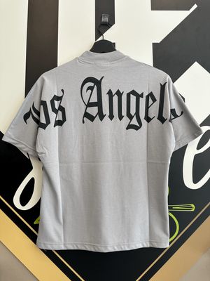 T-shirt oversize tinta unita collo alto BAMBINO &#39;Los Angeles&#39; grigia
