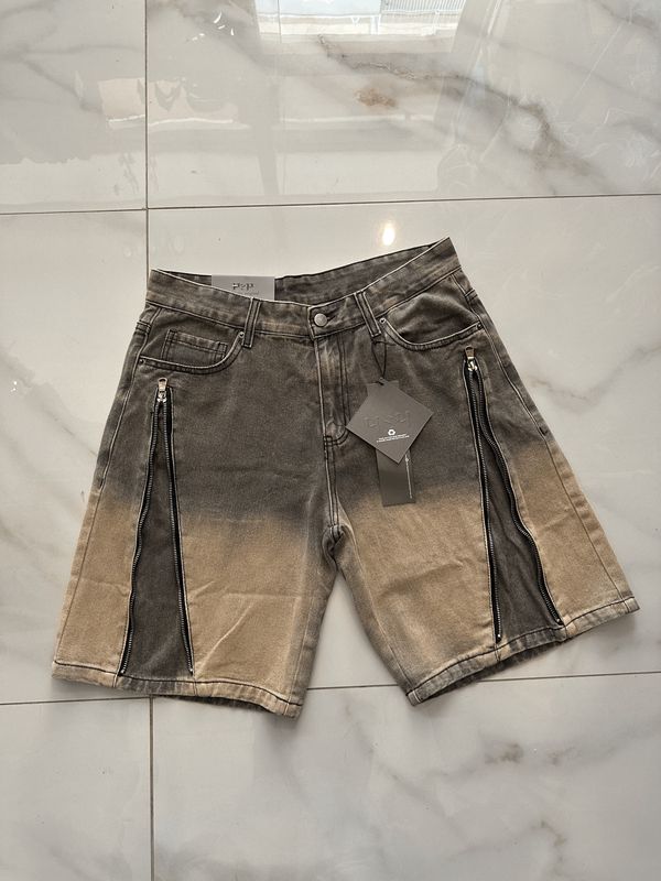 Pantaloncini Jeans slavati &#39;flared&#39; con zip