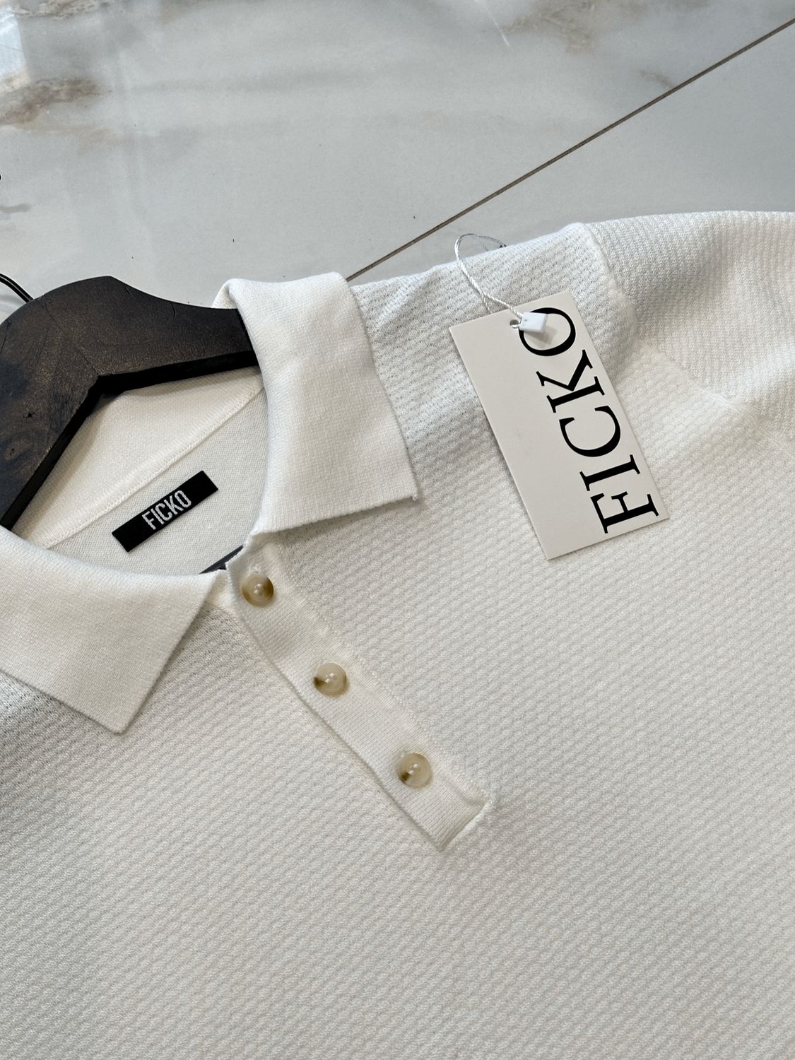 T-shirt Polo in filo ricamata regular fit  Bianca