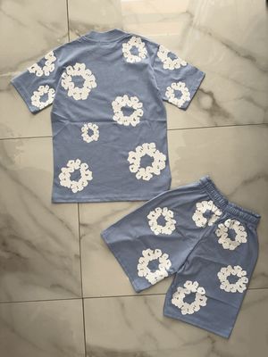 Completo &#39;denim tears&#39; celeste T-shirt e pantaloncini BAMBINO