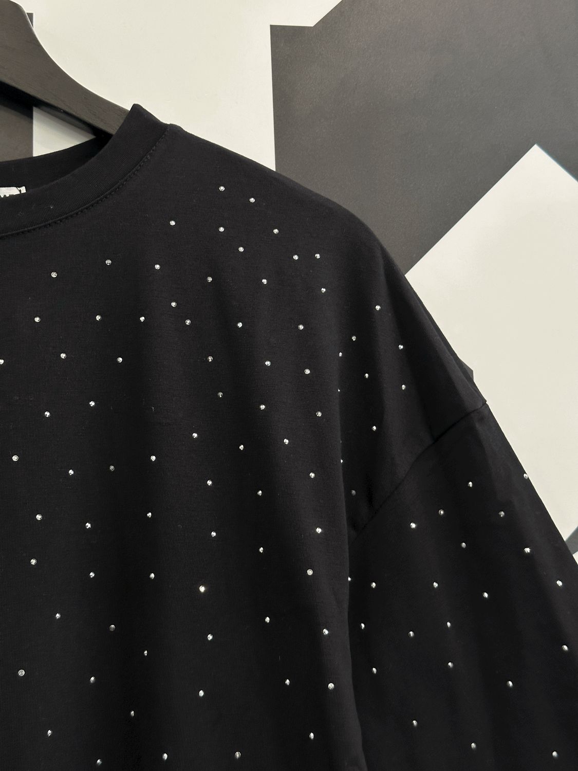 T-shirt oversize brillantini BAMBINO nera