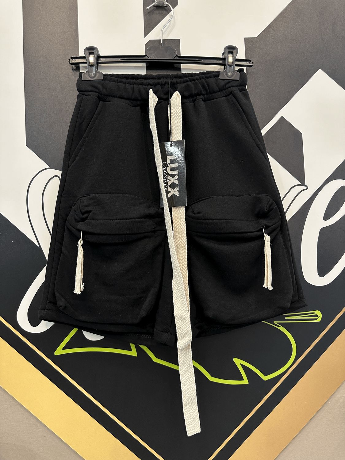 Pantaloncini di cotone con tasconi frontali BAMBINO nero