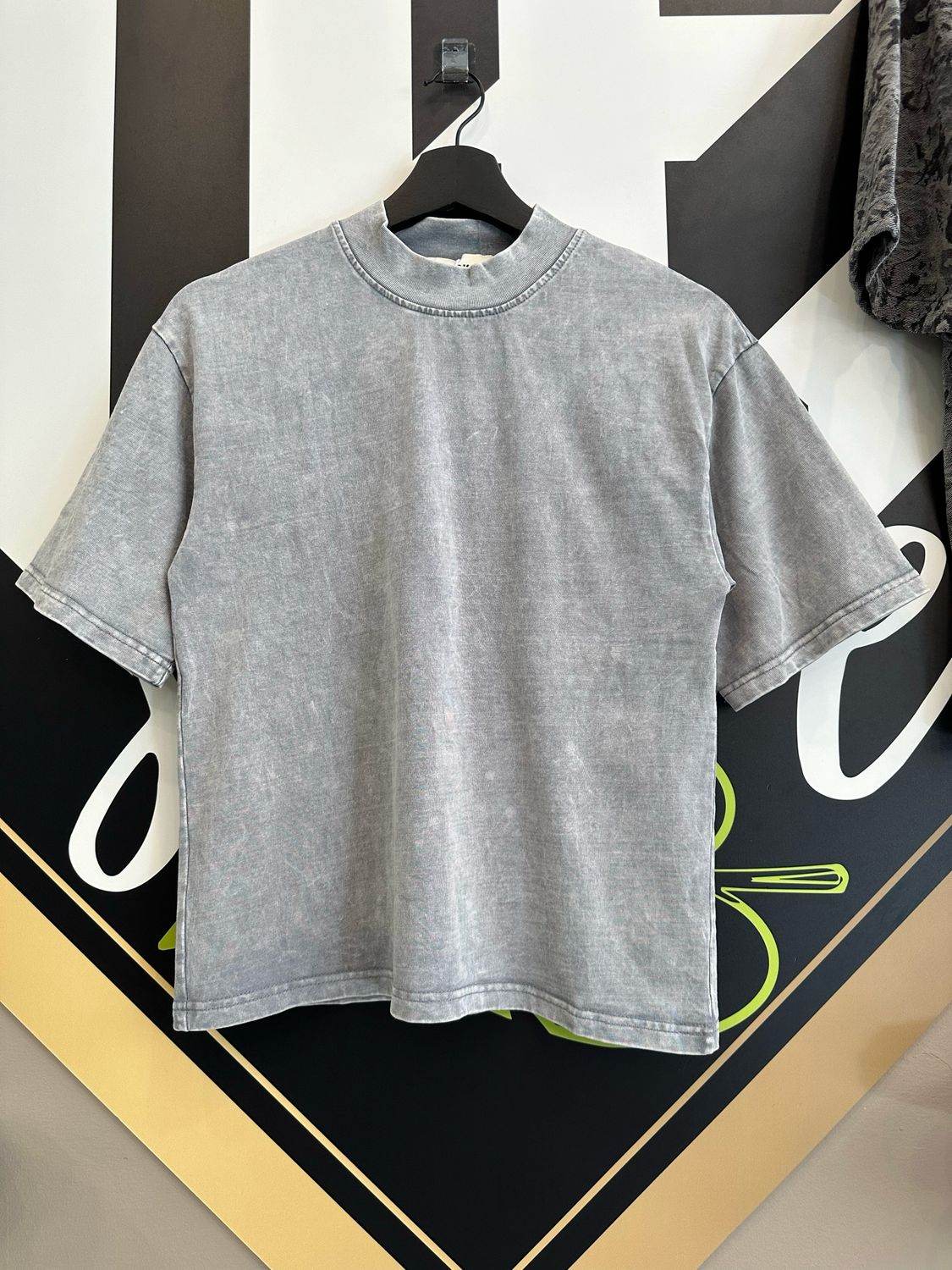 T-shirt oversize slavata collo alto BAMBINO grigio perla
