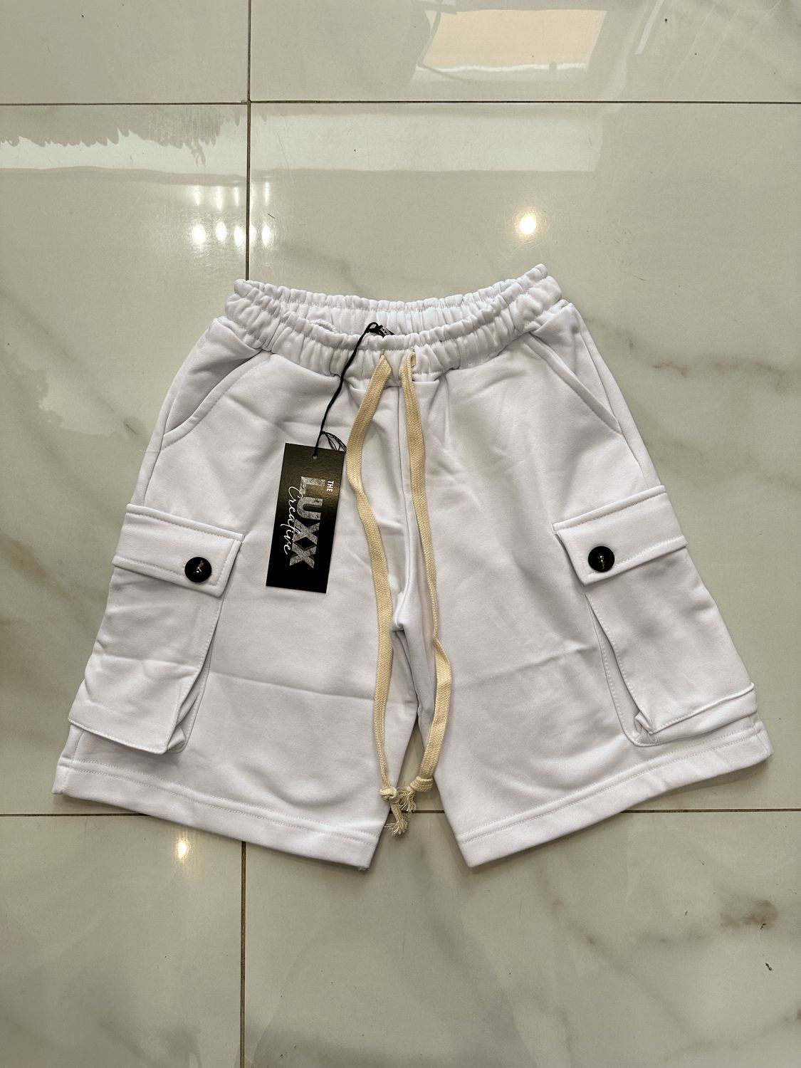 Pantaloncini di cotone con tasconi Bianco BAMBINO