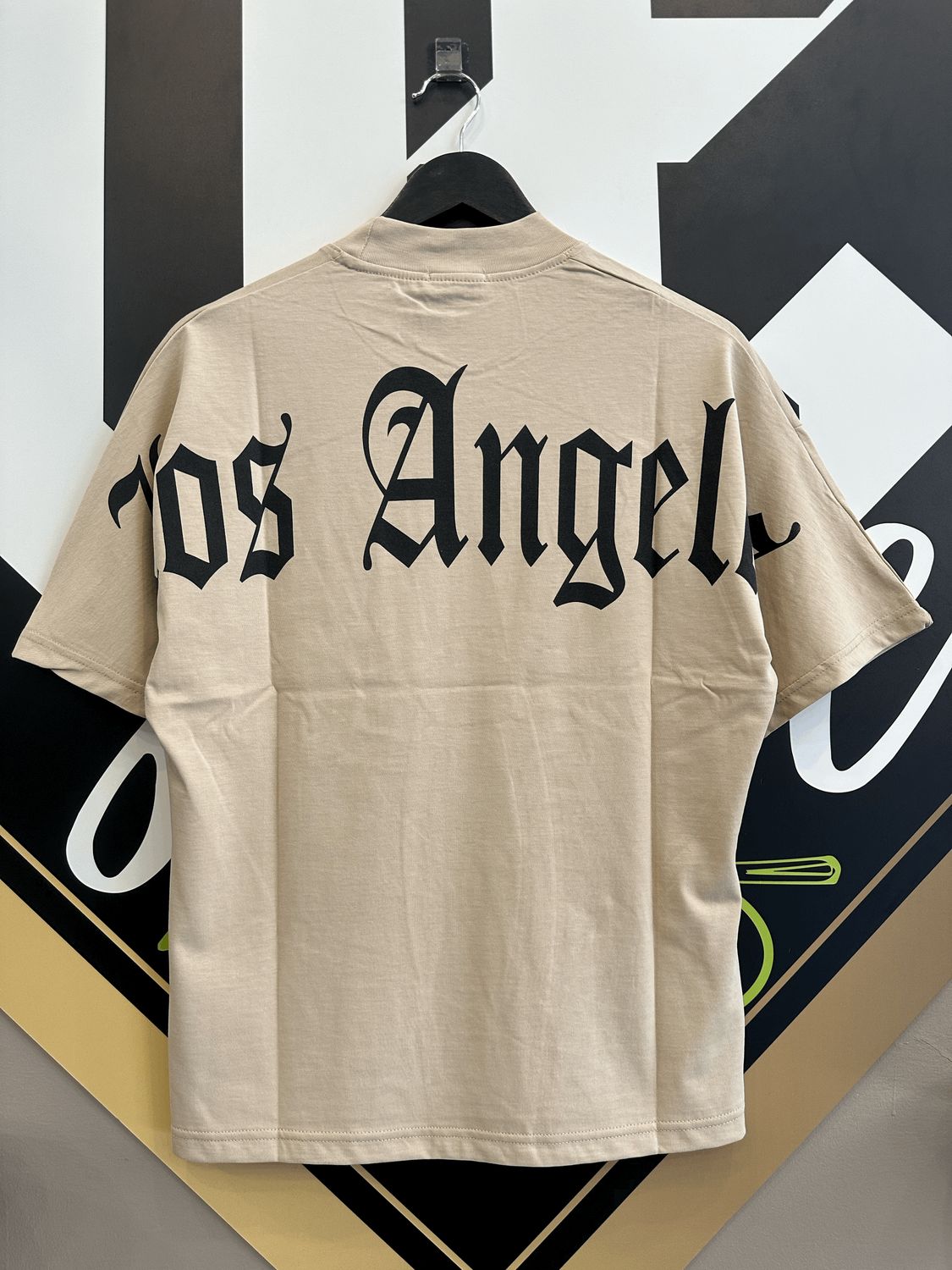 T-shirt oversize tinta unita collo alto BAMBINO &#39;Los Angeles&#39; Beige