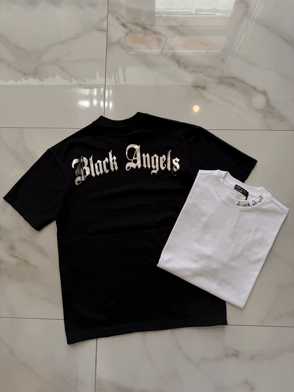 T-shirt oversize collo alto BAMBINO &quot;Black Angel&quot; CROMATA