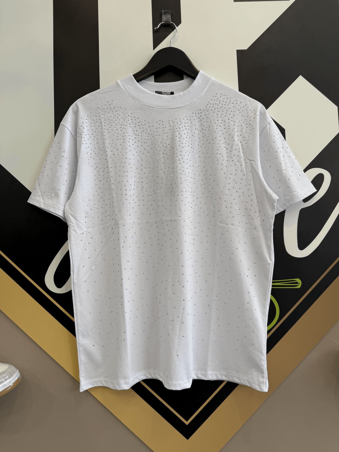 T-shirt oversize brillantini BAMBINO bianca