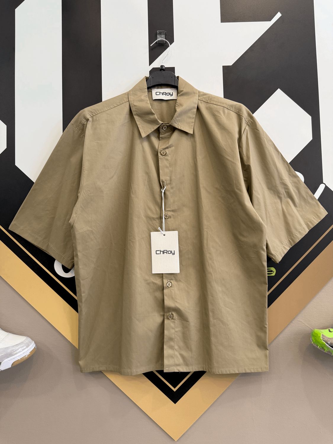 Camicia Shirt Premium Oversize Cropfit Camel Tinta unita