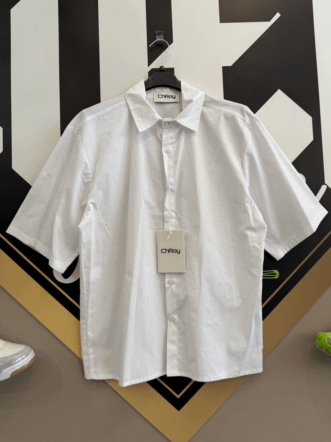 Camicia Shirt Premium Oversize Cropfit Bianco Tinta unita