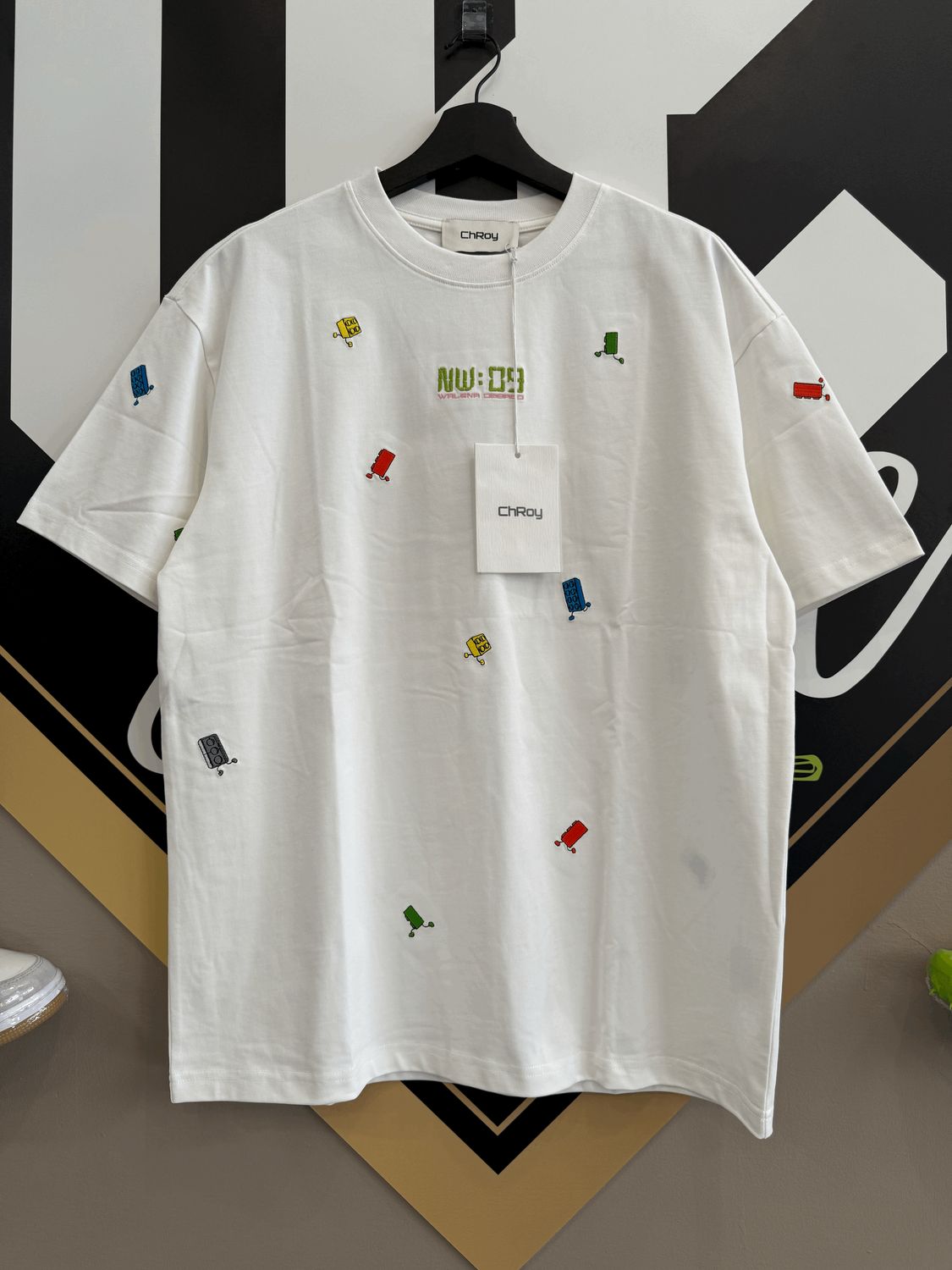 T-shirt PREMIUM &#39;LEGO&#39; oversize Ricamata Bianca