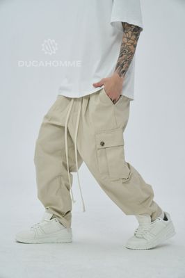 pantalone sartoriale cargo Duca Homme beige limited edition