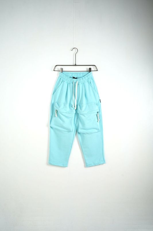 Pantalone tuta di cotone fondo largo con tasconi Turchese Duca Homme