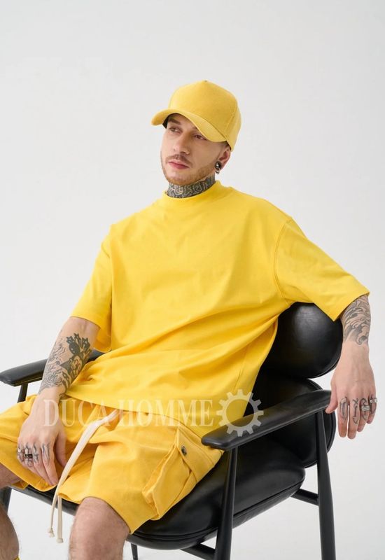T-shirt premium Duca Homme Giallo Collo alto