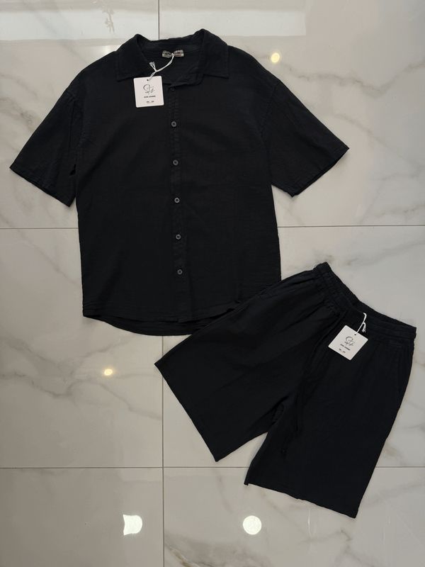 Completo corto 100% LINO camicia oversize e pantaloncini