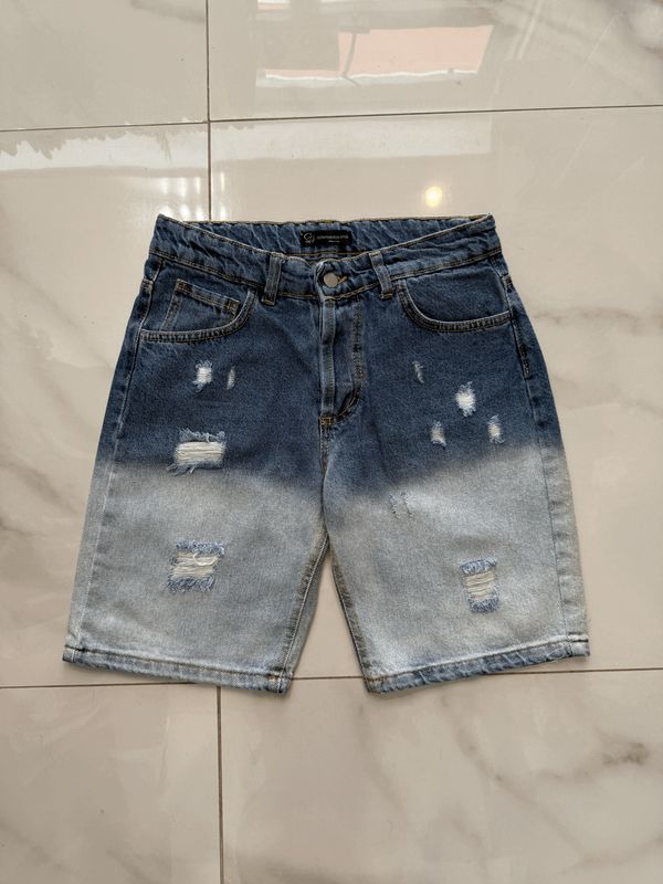 Pantaloncini jeans Strappi Made in Italy BAMBINO Celeste Slavato