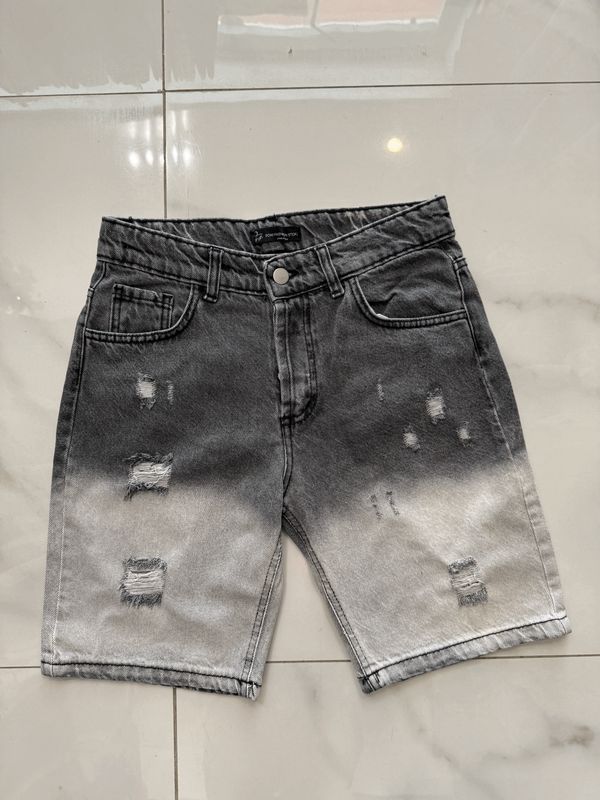 Pantaloncini jeans Strappi Made in Italy BAMBINO Grigio Slavato