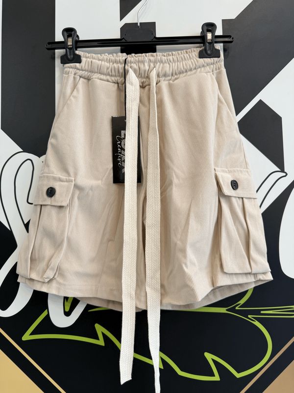 Pantaloncini a costine oversize con tasconi BAMBINO Beige Lacci XXL