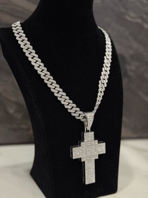 Collana Big Chain con croce argento