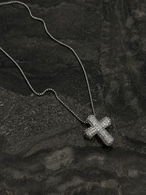 Collana croce con diamanti argento