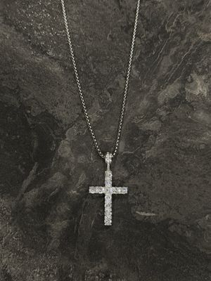 Collana croce con diamanti argento