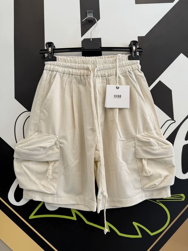 Pantaloncini a costine oversize con tasconi BAMBINO Bianco