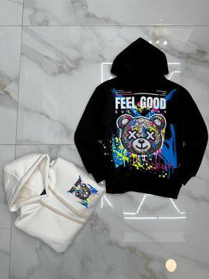Felpa BAMBINO con cappuccio e stampa fronte retro &quot;Feel Good&quot;
