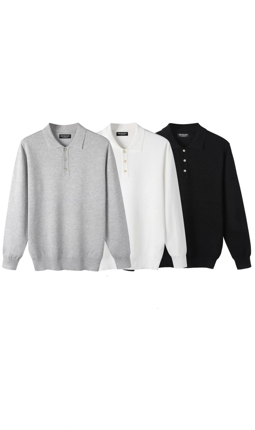 Maglioncino Polo oversize Maniche lunghe con bottoni 3 COLORI