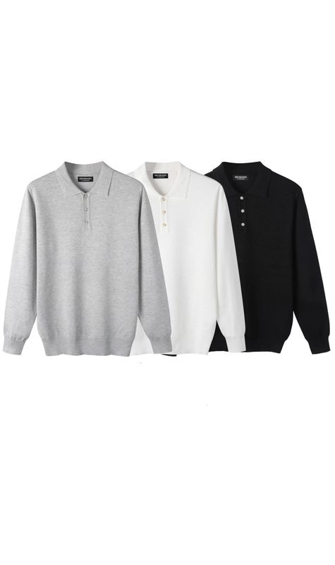 Maglioncino Polo oversize Maniche lunghe con bottoni 3 COLORI