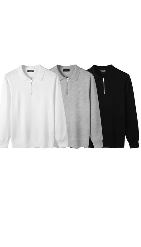Maglioncino Polo oversize Maniche lunghe con zip 3 COLORI