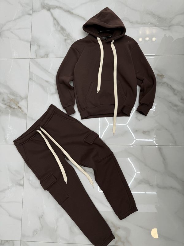 Tuta Completa boxy fit felpata BAMBINO tinta unita Marrone moka
