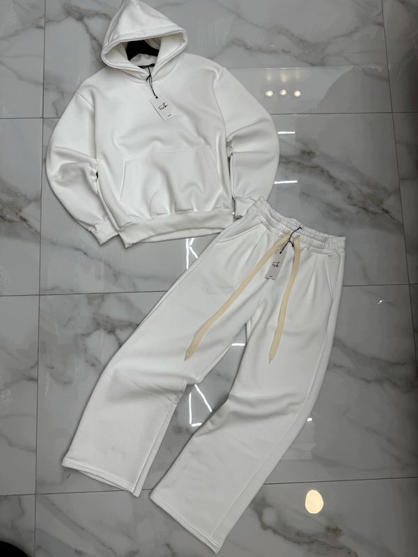 Tuta completa boxy fit felpata made in italy bianco Fondo largo