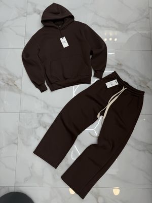 Tuta completa boxy fit felpata Made in italy Marrone Moka fondo largo
