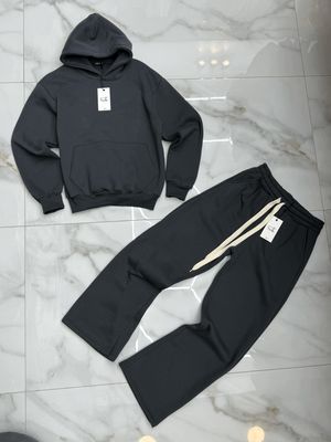 Tuta completa boxy fit felpata made in italy Grigio piombo fondo largo