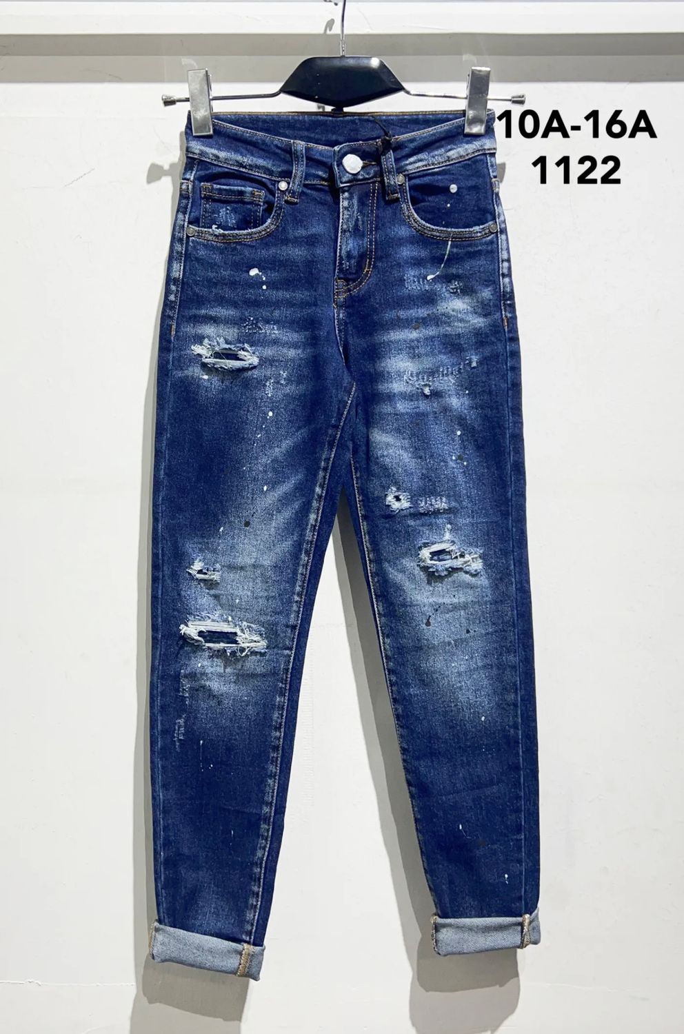 jeans Premium con chiazze di vernice e strappi