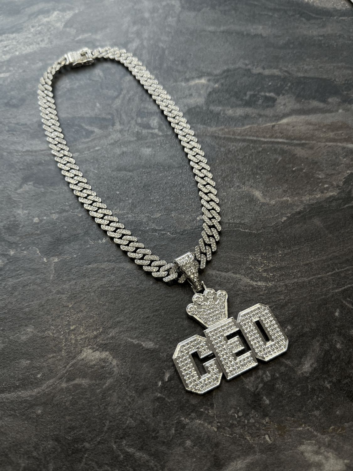 Collana Big Chain &#39;CEO&#39; con diamanti argento