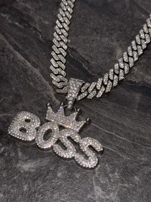 Collana Big Chain 'BOSS' con diamanti argento