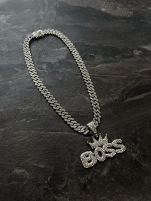 Collana Big Chain &#39;BOSS&#39; con diamanti argento