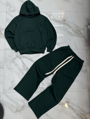 Tuta completa boxy fit felpata made in italy Fondo largo Verde scuro