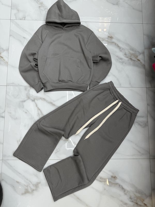 Tuta completa boxy fit felpata made in italy Fondo largo grigio perla