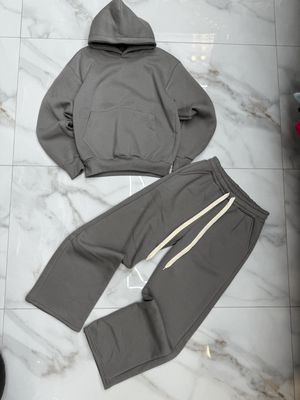 Tuta completa boxy fit felpata made in italy Fondo largo grigio perla
