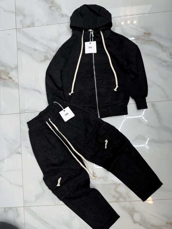 Completo Sartoriale ricamato Cargo Zip BAMBINO Nero