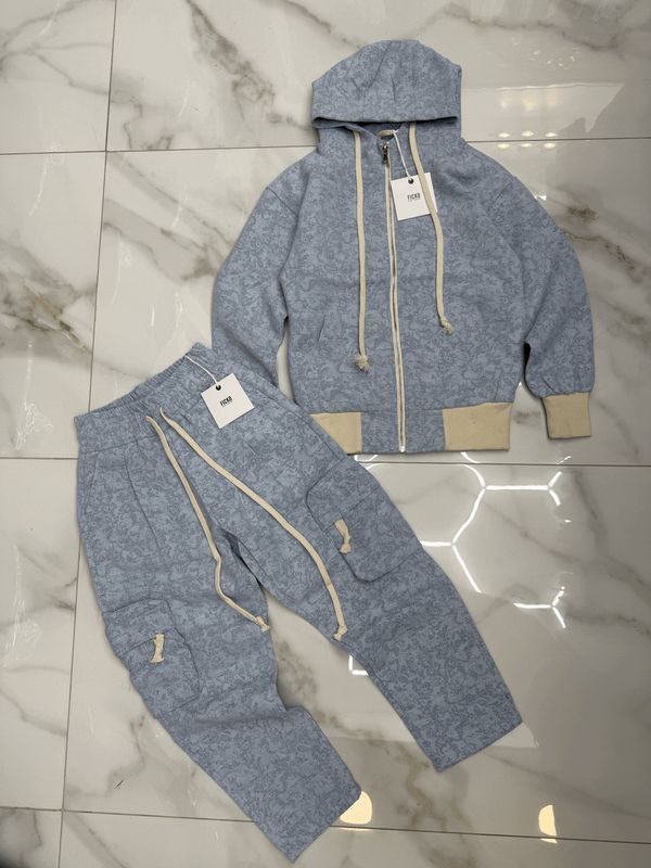 Completo Sartoriale ricamato Cargo Zip BAMBINO Celeste