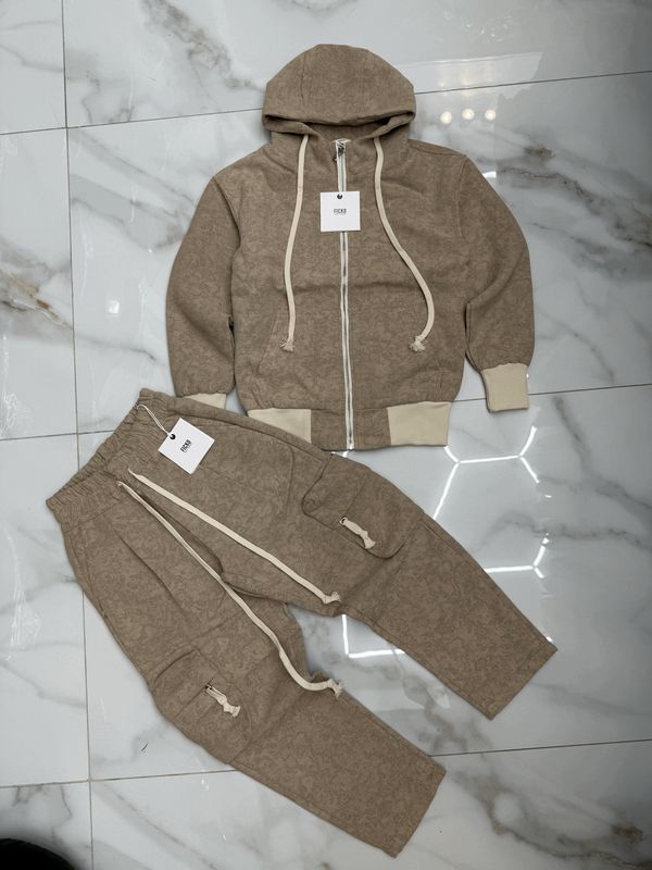 Completo Sartoriale ricamato Cargo Zip BAMBINO Beige