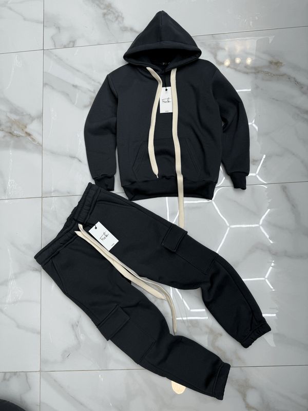 Tuta Completa boxy fit felpata BAMBINO tinta unita Grigio piombo