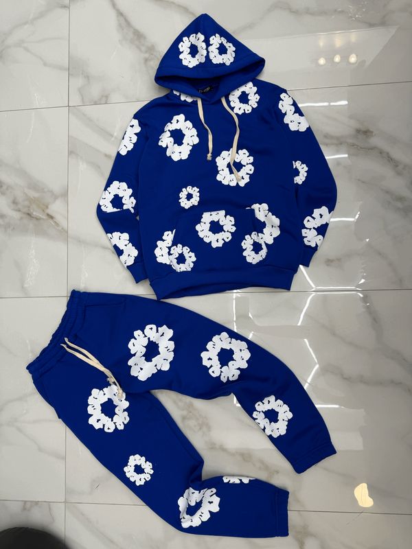 Tuta Completa boxy fit felpata BAMBINO con fiori Blu