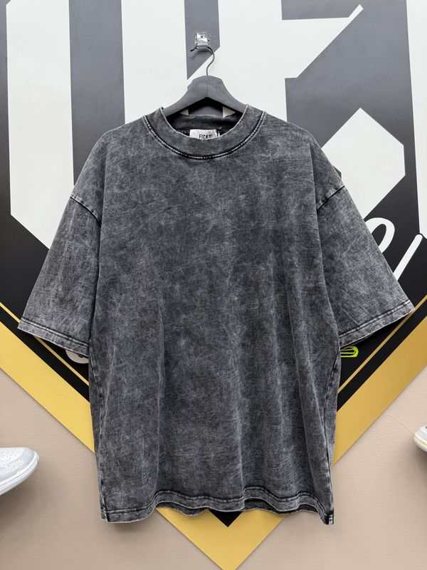 T-shirt oversize slavata PREMIUM collo alto grigio piombo