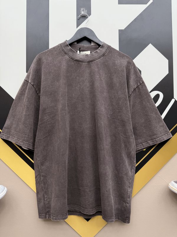 T-shirt oversize slavata PREMIUM collo alto Marrone Moka